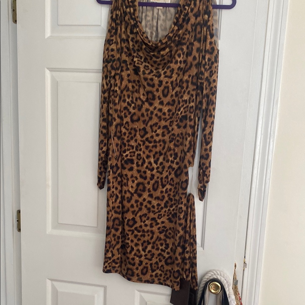 Michaels Brown and Black Cowl Neck Bodycon Dress